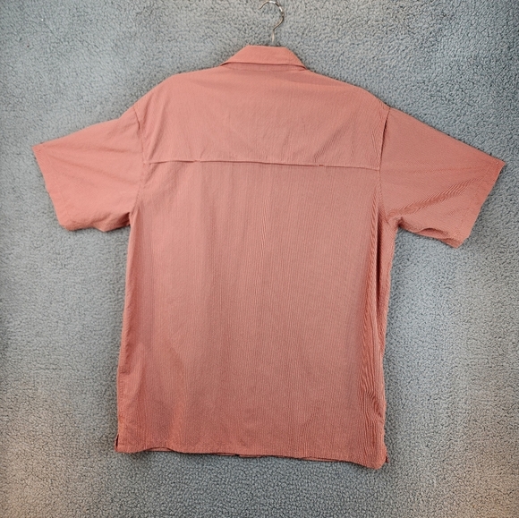 World Wide Sportsman Orange Seersucker Fishing Boating Shirt Sz L Vented - Picture 6 of 10